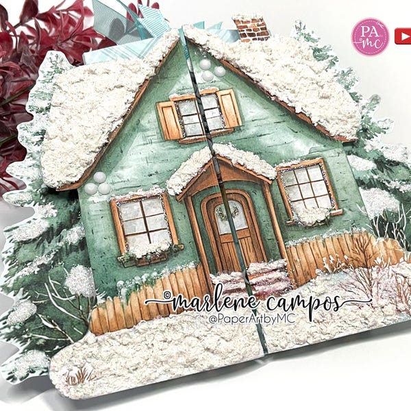 Winter Cozy House Junk Journal Kit, Printable Folding Folio, Scrapbook Craft Ephemera