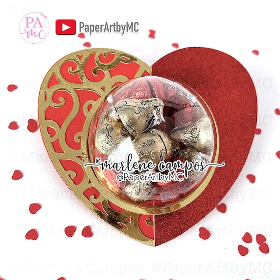 Cut Files Fancy Heart Candy Holder Dome | Valentine's Gift | Free TUTORIAL | svg, dxf, png | Cricut Project, Silhouette, ScanNcut Il_570xn