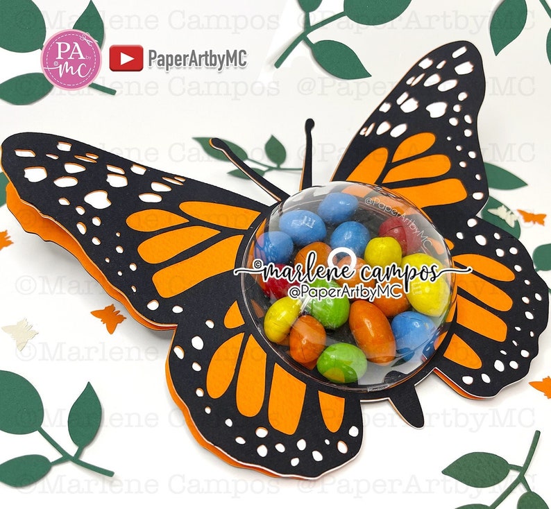 CUT FILE Monarch Butterfly Candy Holder Dome 80 mm Dome TUTORIAL svg, dxf, png Cricut Project, Silhouette, ScanNcut image 1