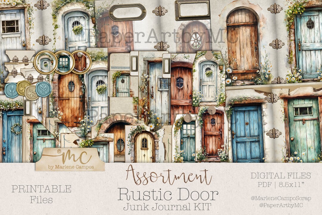 Rustic Door Junk Journal Kit: Printable Ephemera, Scrapbook Pages (PDF ...