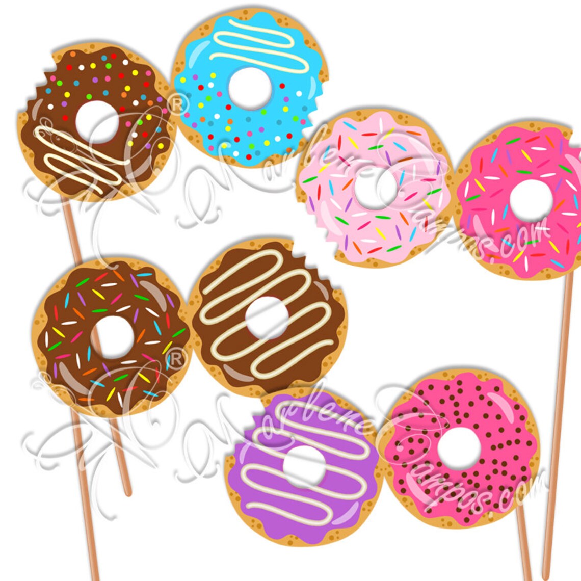 Donut Party Doughnut Photo Booth Props Doughnut Birthday - Etsy México