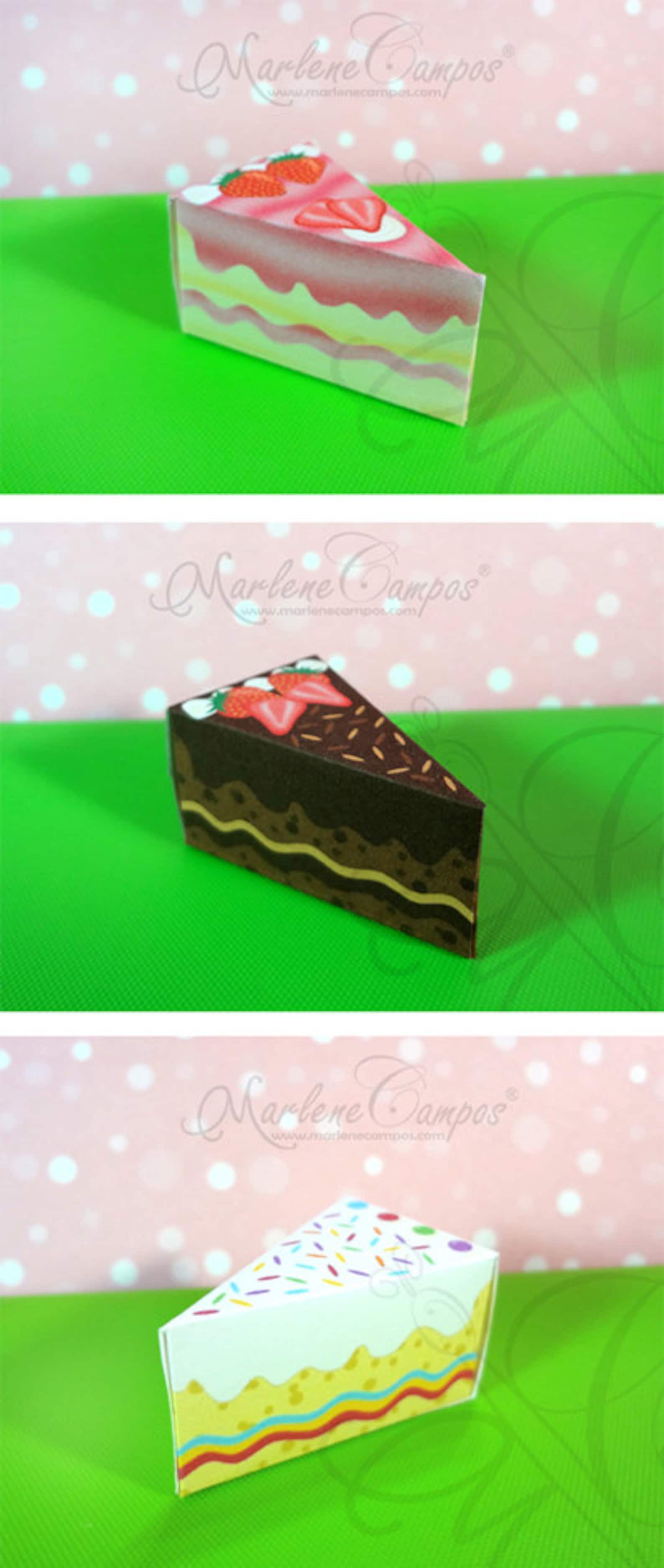 3 Slice Cake Favor Boxes Printable Boxes Birthday Party Etsy
