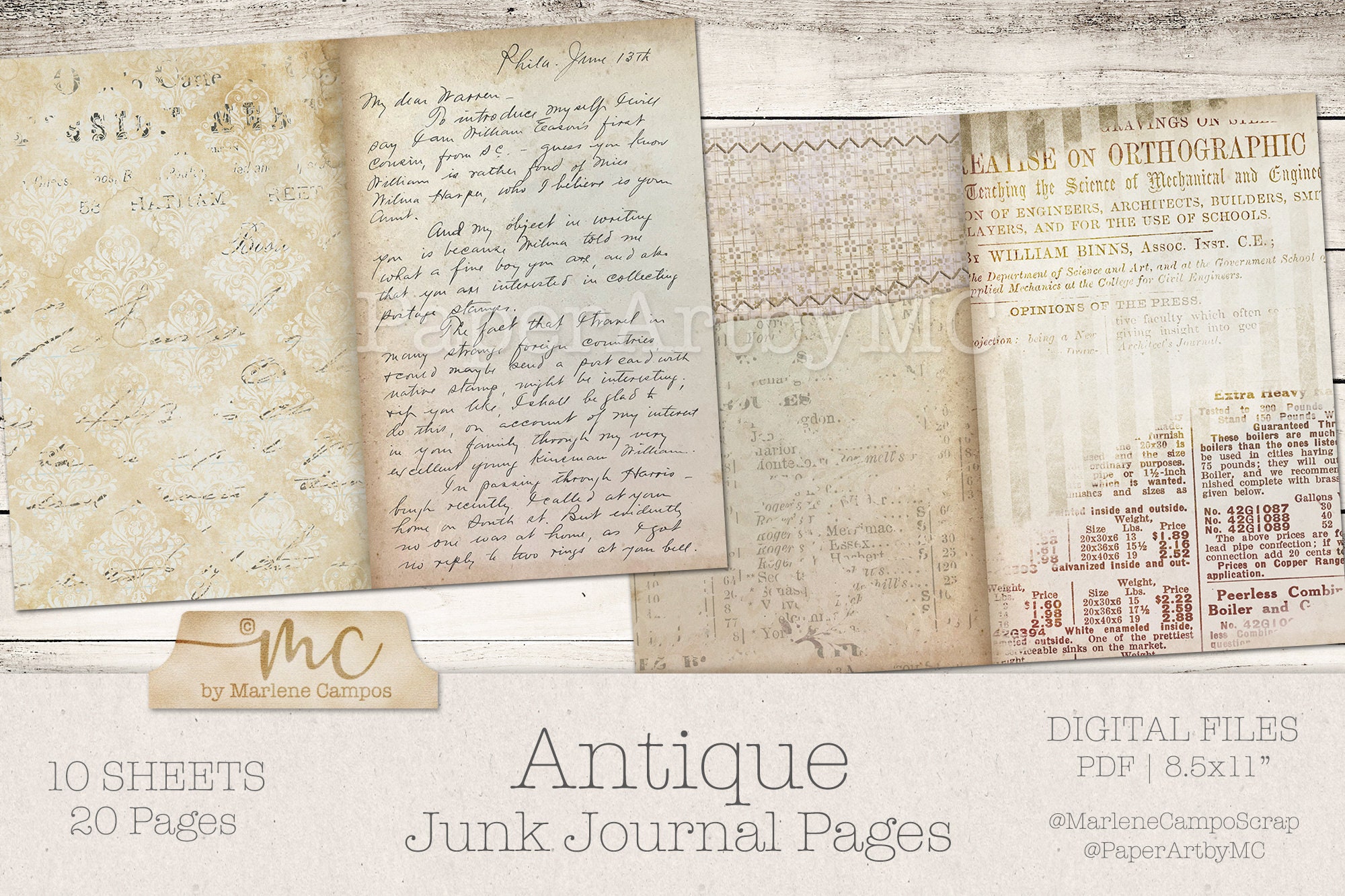 Vintage Classic Junk Journal Pages Kit, Printable Antique Scrapbook ...