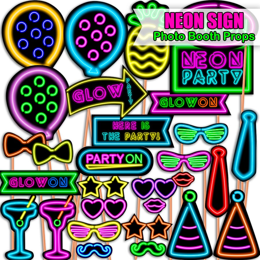 Neon Sign Photo Booth Props Neon Party Neon Birthday Neon Etsy