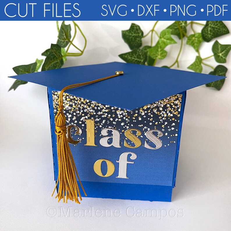 Graduation Cap Gift Box Die Cut Files ROYAL Blue Svg Etsy