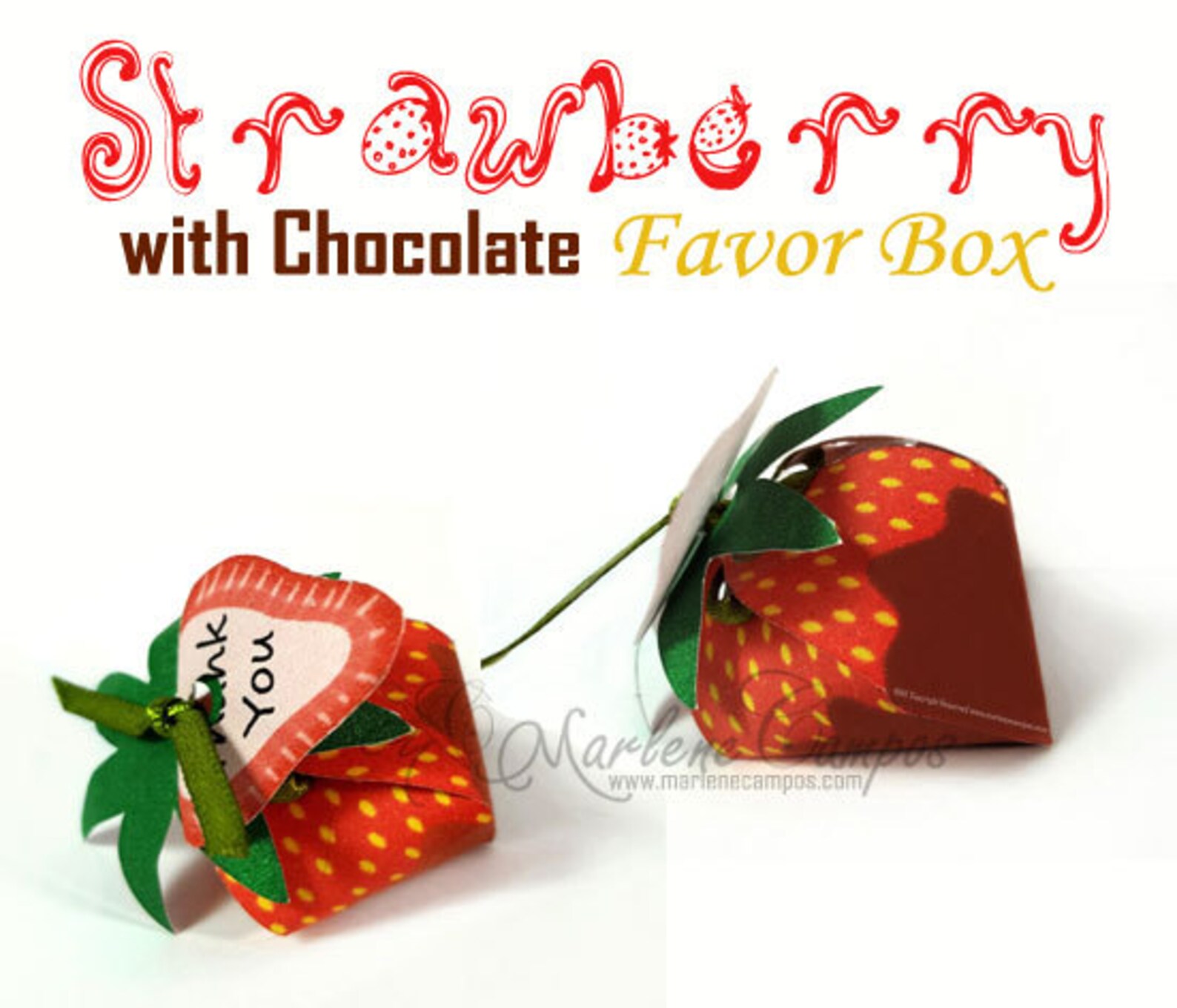 Strawberry Favor Box Printable favor box RED strawberry Etsy