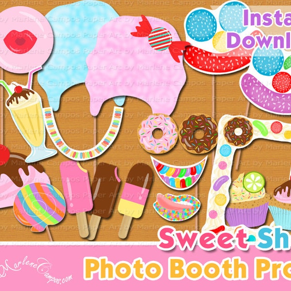 Sweet Shopp Photo Booth Props, Sweet Shoppe Birthday, Sweet Shoppe Party, Candyland Party, photo booth props, Printable - INSTANT DOWNLOAD