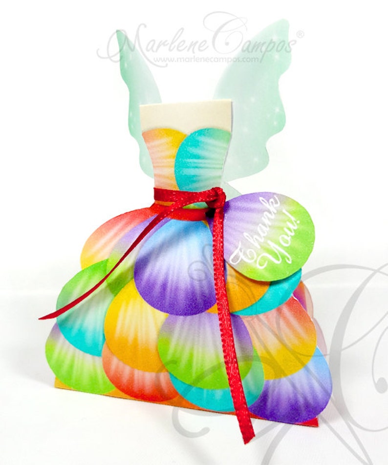 Fairy Favor Box, Printable Box, 4 fairies favor boxes, Paper toy, Birthday Party INSTANT DOWNLOAD Paper Art by Marlene Campos image 3