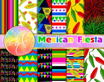 Mexican Fiesta digital paper, 5 de mayo, Cinco de mayo, digital backgrounds, digital papers, scrapbooking