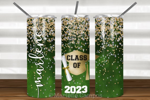 ANY YEAR Graduation Skinny Tumbler Sublimation, GREEN, Gold, Silver, Glitter, Class of, Skinny Tumbler 20oz Design, Download Template Il_570xn
