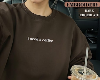 Embroidered Coffee Lover Sweatshirt, Espresso Sweater Gifts for Her, Coffee Sweatshirt, Latte Lover Crewneck, Fall Coffee Sweatshirt Present