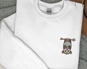 Embroidered Opossum Sweatshirt, Funny Animal Gift, Wildlife Hoodie, Embroidered Sweatshirt, Embroidered Animal Sweatshirt, Valentines Gift.