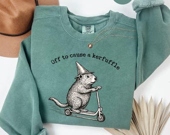 Off To Cause A Kerfuffle Comfort Colors Shirt Funny Groundhog Scooter Tshirt Silly Animal Mental Health Tee Adult Humor Sarcastic Sweatshirt
