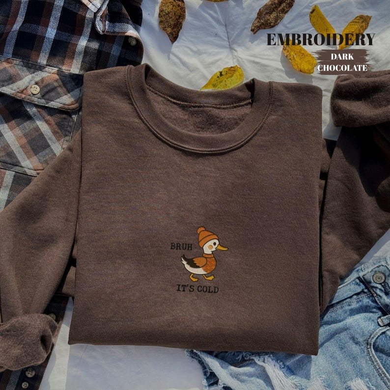 Embroidered Cozy Duck Sweatshirt, Funny Fall Duck Sweater, Animal Lover Gift, Farm Animal, Gift for Duck Lover, Valentines Day Sweatshirt. image 4