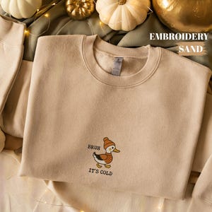 Embroidered Cozy Duck Sweatshirt, Funny Fall Duck Sweater, Animal Lover Gift, Farm Animal, Gift for Duck Lover, Valentines Day Sweatshirt. image 3