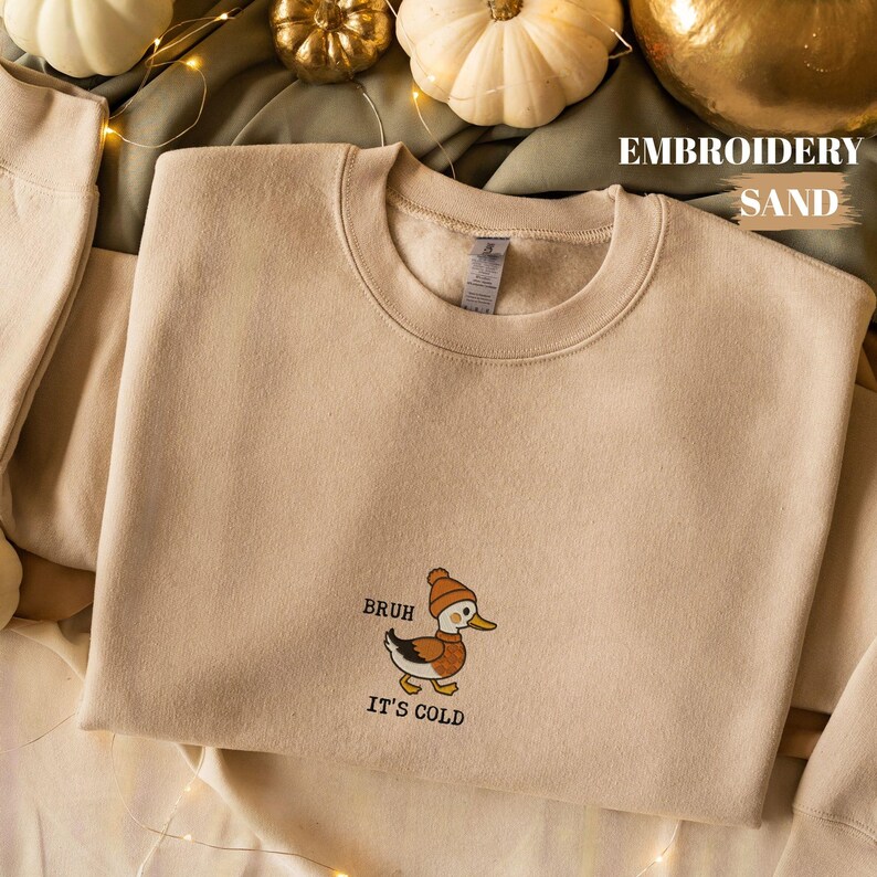 Embroidered Cozy Duck Sweatshirt, Funny Fall Duck Sweater, Animal Lover Gift, Farm Animal, Gift for Duck Lover, Valentines Day Sweatshirt. image 3