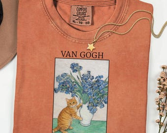 Comfort Colors Cat Shirt, Funny Cat Shirt, Van Gogh Shirt, Cat Meme Shirt, Orange Cat T-Shirt, Art Shirt, Artist Tee, Kitty Lover Gift Tee.