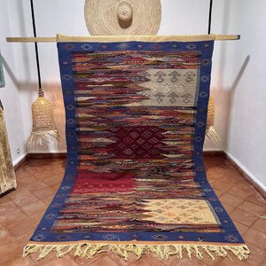 Alfombra Kilim Bereber Reversible – Alfombra de Lana Marroquí Tejida a Mano, Tamaño Personalizado: 260 x 160 cm