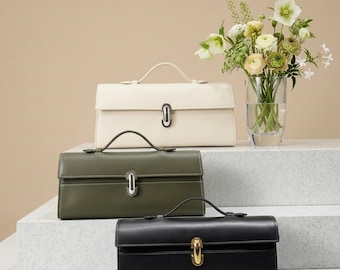 Elegant Structured Mini Handbag – Minimalist PU Leather Evening Purse with Top Handle