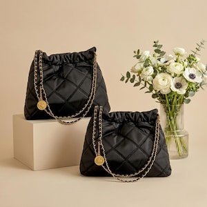 Bolso de hombro acolchado de piel sintética para mujer – Bolso cruzado con correa de cadena, bolso elegante