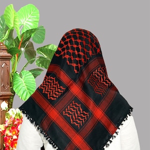 Palästinensischer Keffiyeh Schal: Traditionelles arabisches Kopftuch, Baumwoll-Mischgewebe (120x120 cm)