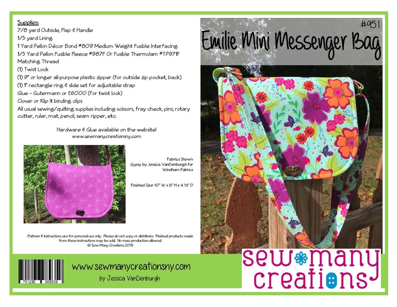 Instant Download - PDF Sewing Pattern - Emilie Mini Messenger Bag - Etsy