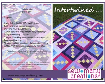 Instant Download - PDF Sewing Pattern -  Intertwined Jelly Roll Friendly Quilt Pattern