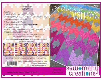 Instant Download - PDF Quilt Pattern - Peaks & Valleys- Easy Jelly Roll Quilt Pattern