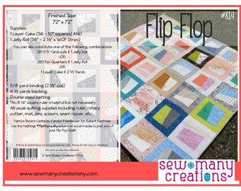 Instant Download - PDF Quilt Pattern - Flip Flop - Easy Jelly Roll & Layer Cake Quilt Pattern