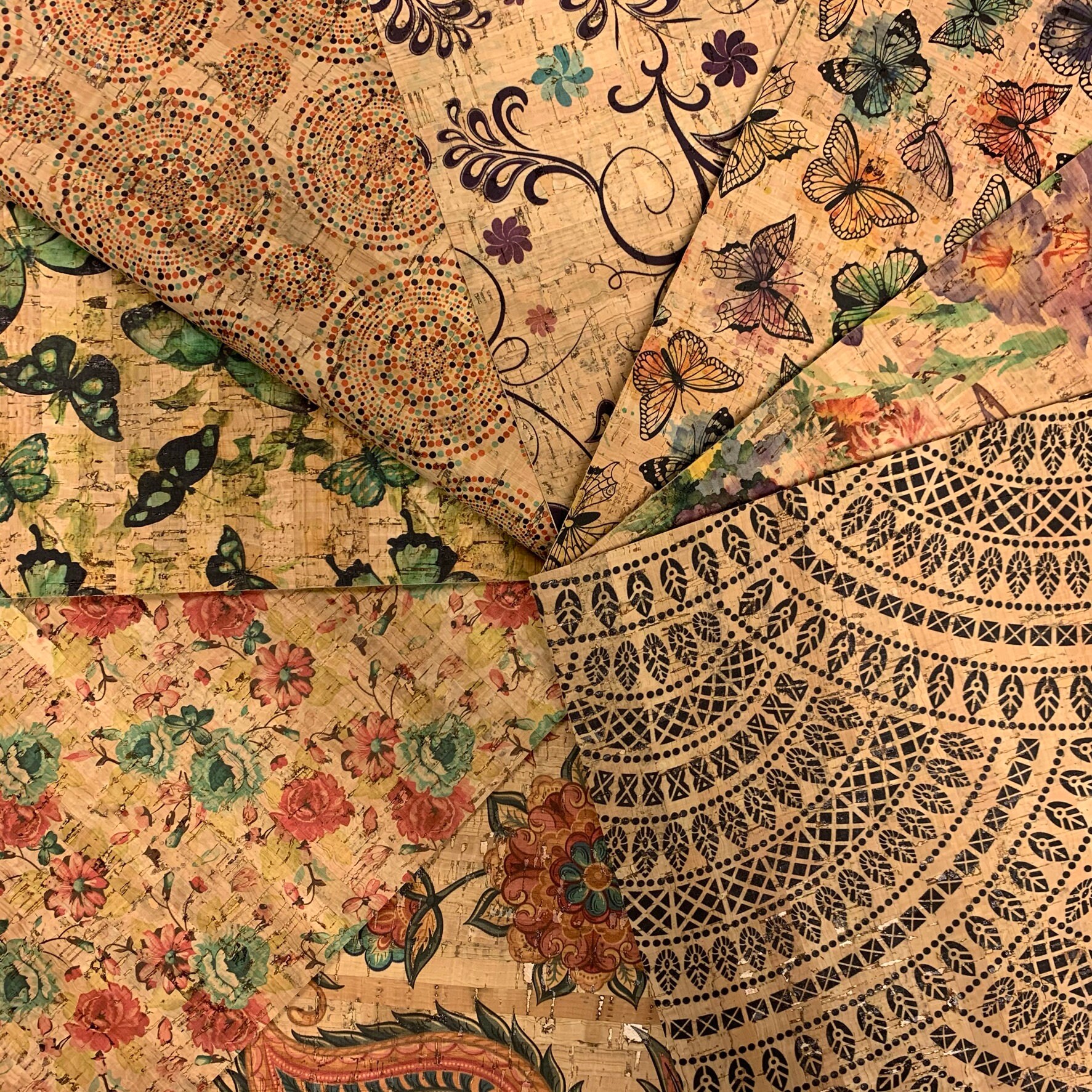 Natural Cork Fabric - Many Prints Available