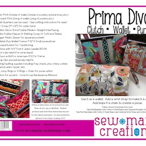 Instant Download PDF Sewing Pattern Prima Diva Clutch Wallet image 2