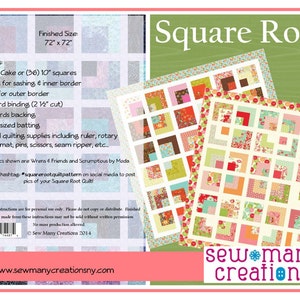 Instant Download - PDF Quilt Pattern - Squre Root- Easy Layer Cake Quilt Pattern