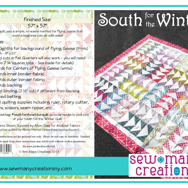 Instant Download - PDF Sewing Pattern -  South for the Winter Quilt Pattern