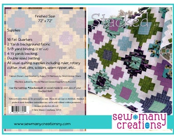 Instant Download - PDF Sewing Pattern - Stacked Fat Quarter Friendly Quilt Pattern