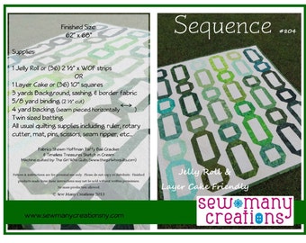 Instant Download - PDF Quilt Pattern -  Sequence Jelly Roll or Layer Cake Friendly Quilt Pattern