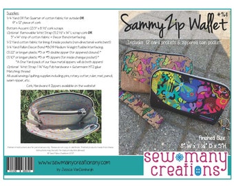 Instant Download - PDF Sewing Pattern - Sammy Zip Wallet