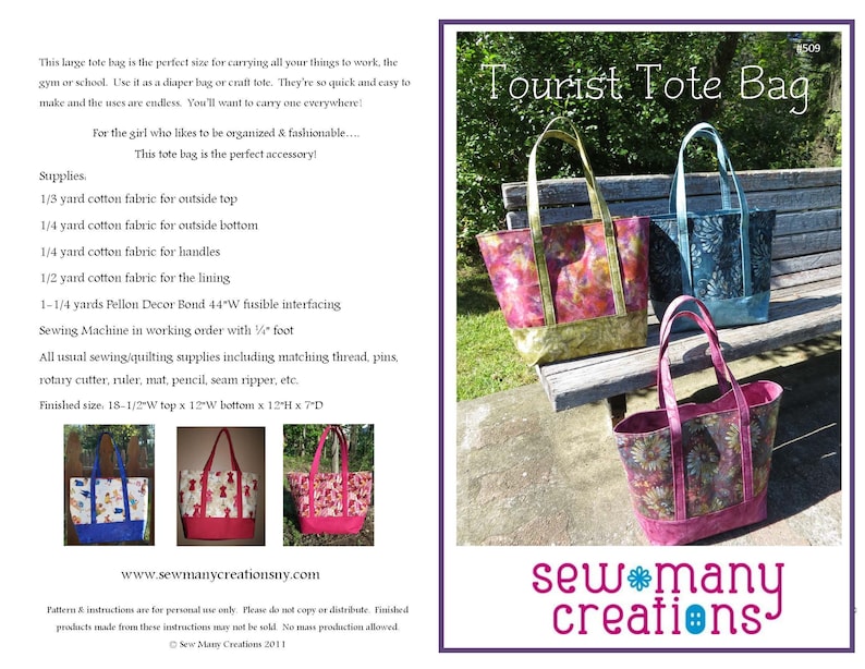 Instant Download PDF Sewing Pattern Tote Bag image 2