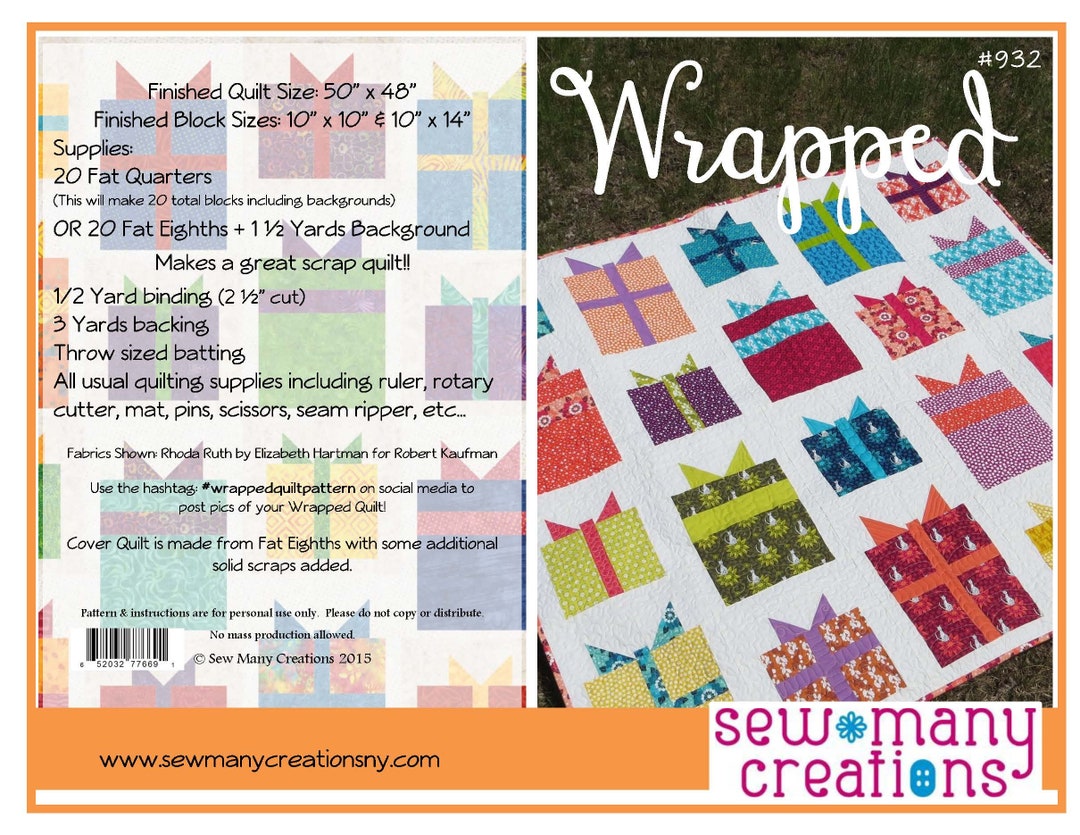 Instant Download - PDF Sewing Pattern - Wrapped - Fat Quarter Friendly ...