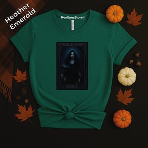 Halloween Witch Tarot Shirt, Witchy Occult Graphic Tee, Mystic Vintage Arcana Top, Spooky Gothic Wicca T-Shirt, Rosilana X Tarot Series