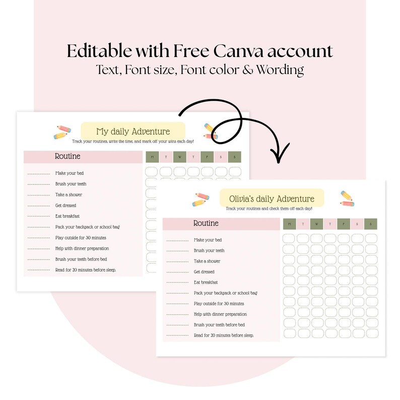 Printable Daily Routine Tracker for Kids Planner Chore Chart for Habit ...