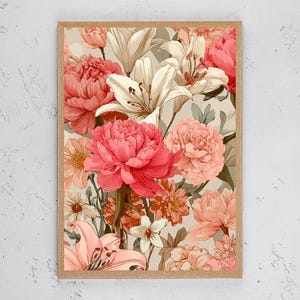 Pink Rose Bouquet Print: Abstract Floral Wall Art (Digital Download)