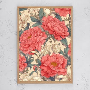 Pink Rose Bouquet Print: Abstract Floral Wall Art (Digital Download)