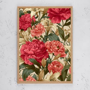 Pink Rose Bouquet Print: Abstract Floral Wall Art (Digital Download)