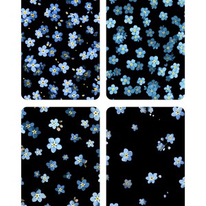 Blue Flower Wall Art Prints: Minimalist Abstract Home Decor (Digital Download Set of 4)