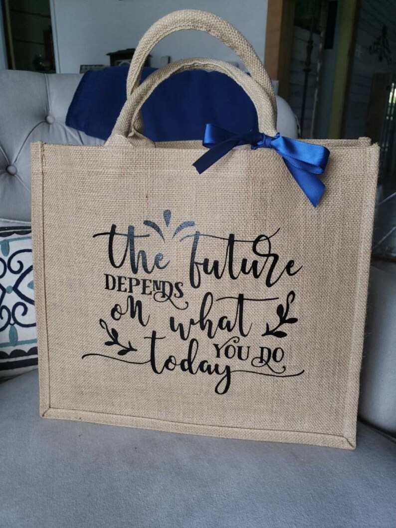 Tote Bag Tote Bag with Quote Jute Tote Bag Tote Bag with Etsy