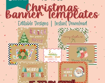 Christmas Banner Templates | 15 Editable Canva Designs (Digital Download)