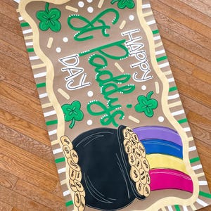 MADE TO ORDER** Hand-Painted St. Patrick's Day Banner | Shamrock, Pot of Gold Decor