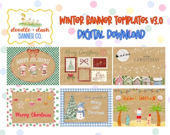 Christmas Banner Painting Templates | DIY Holiday Decor (Canva Download)