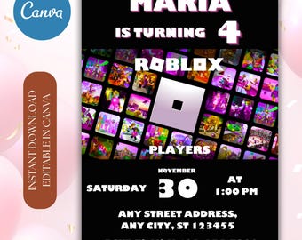 Gaming Birthday Invitation Canva Editable | Kids Gamer Party Invite | Instant Download