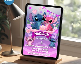 Stitch Birthday Invitation, Editable Party Invite (Digital)